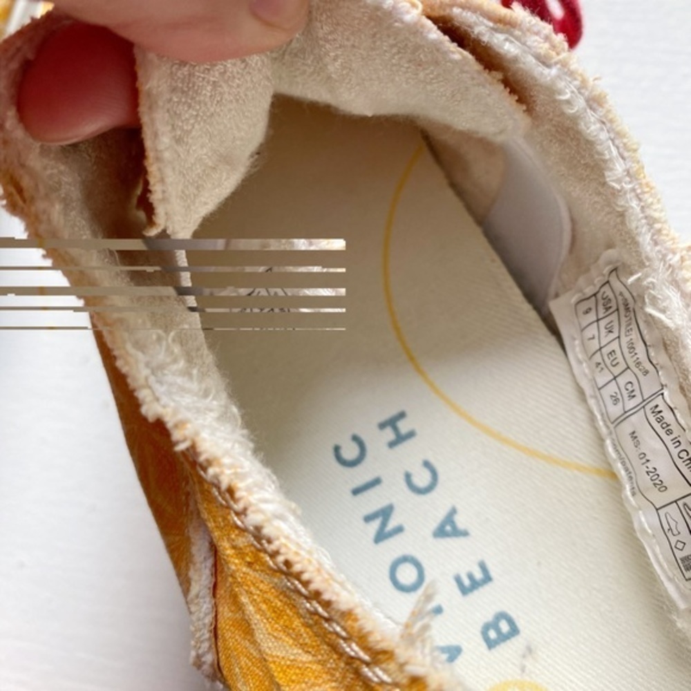 Vionic Beach Yellow Print Pismo Sneaker with Red Shoelaces - Picture 7 of 14